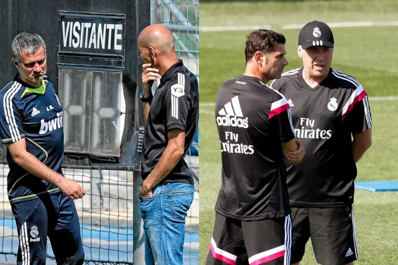 Mou charla con Zidane y Ancelotti con Fernando Hierro.