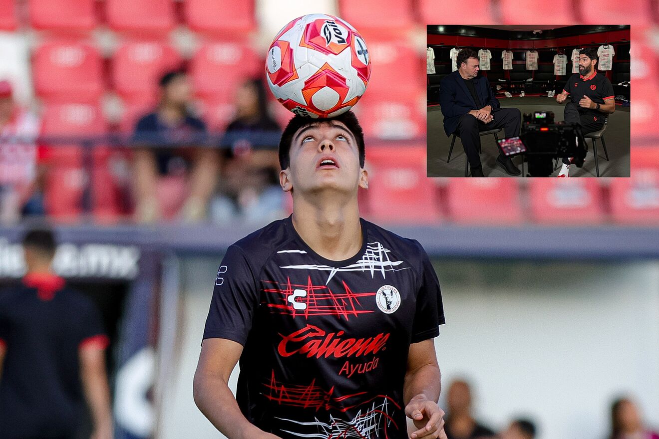 Mora hace jueguito con un bal�n y en la foto peque�a, la entrevista...