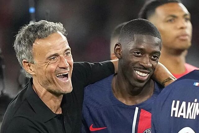 Luis Enrique y Demb�l�, en una imagen de archivo