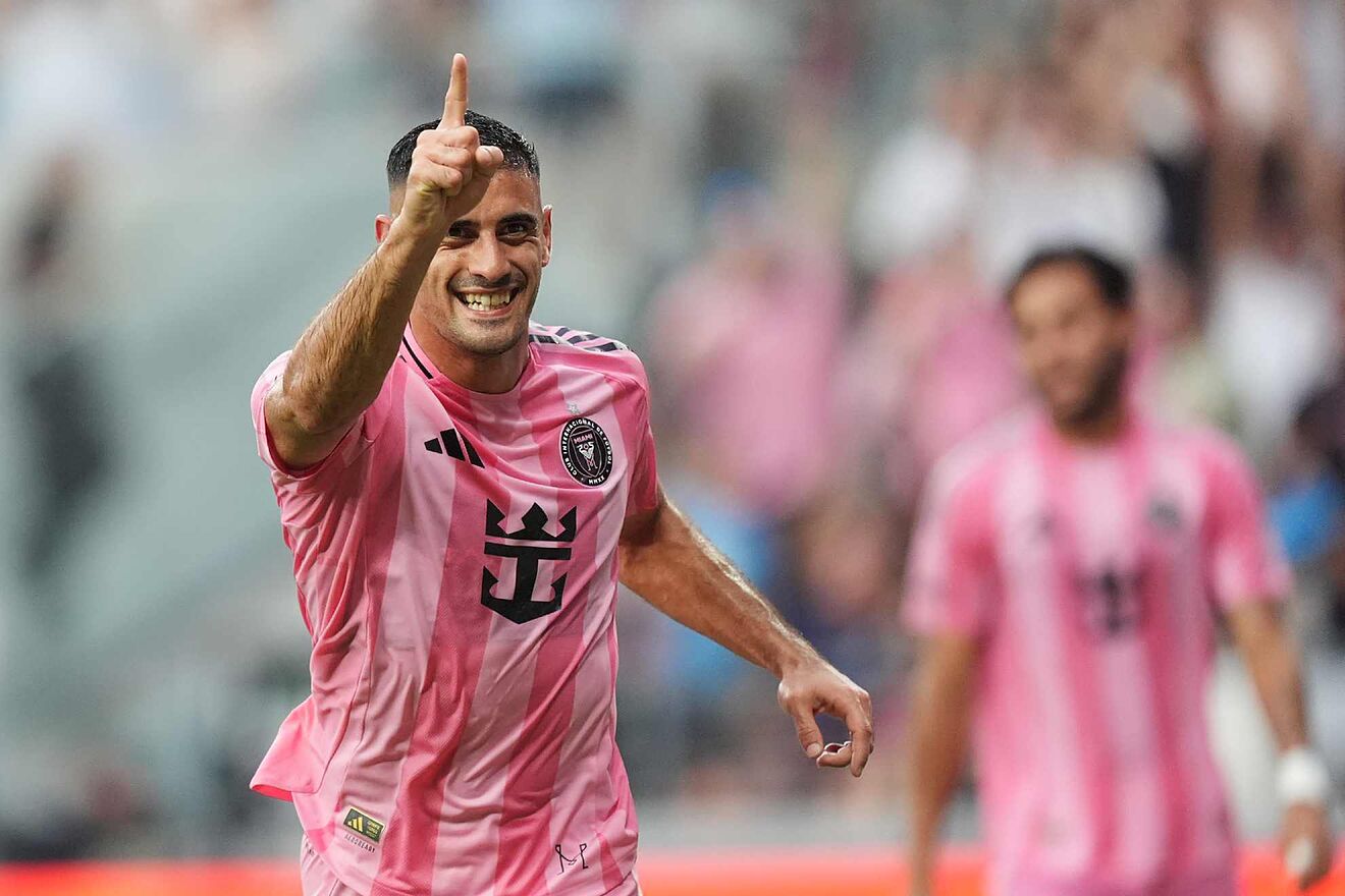 Germ�n Berterame celebra su gol con Inter Miami ante Portland Timbers...