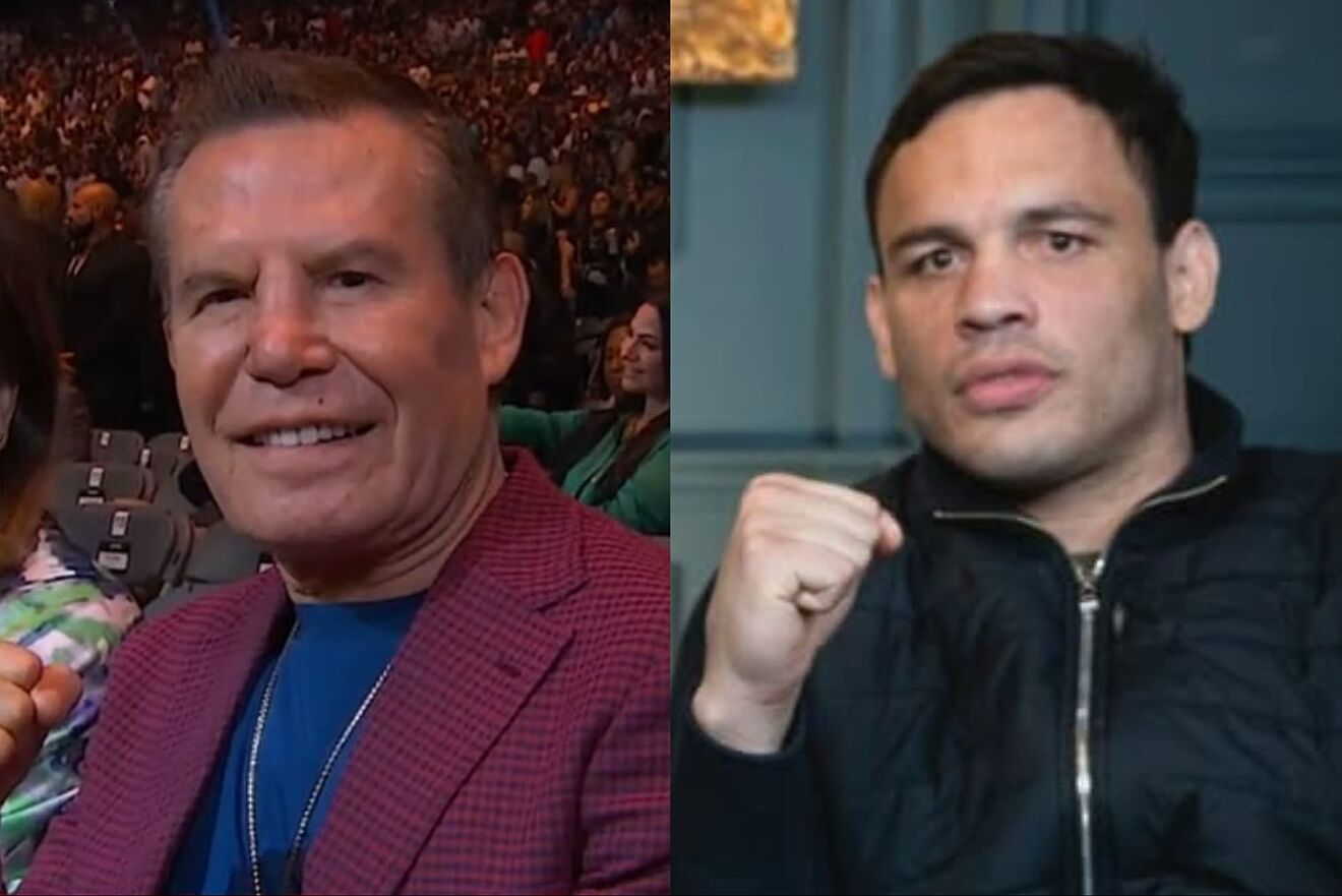 El gran campe�n mexicano Julio C�sar Ch�vez y su hijo, Julio C�sar...