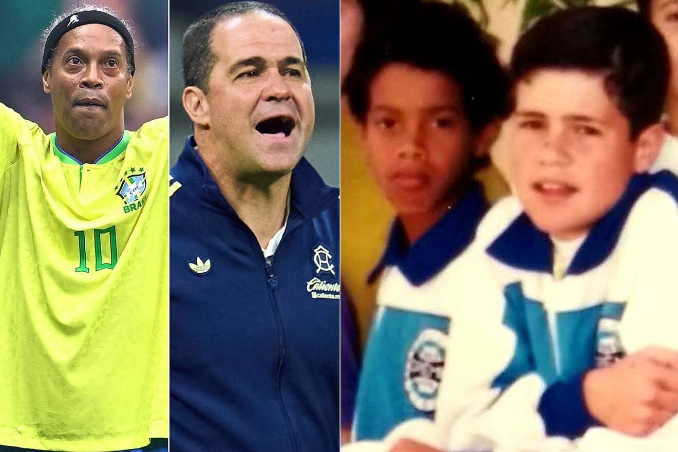 Ronaldinho y André Jardine actuales y de niños |