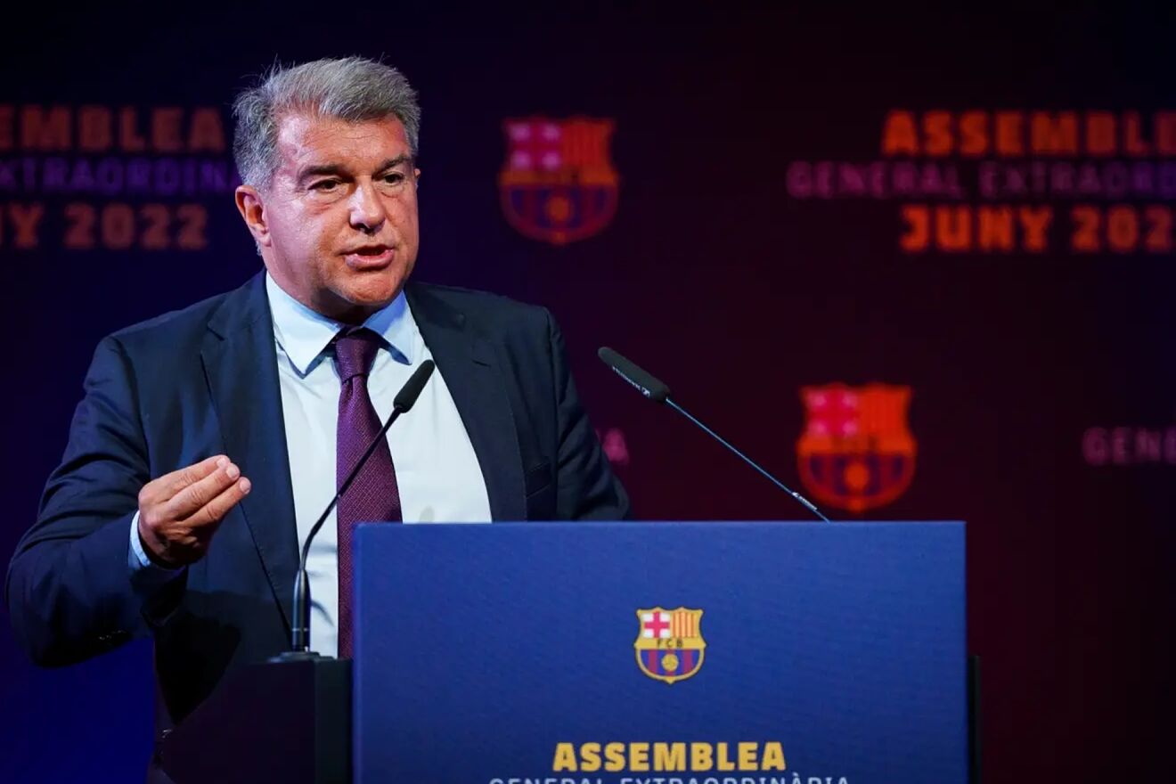 Laporta, durante la Asamblea