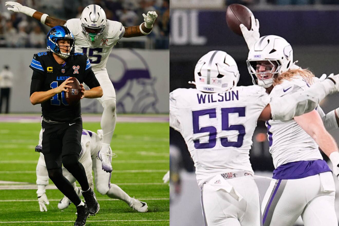 Jared Goff sufri� contra la defensiva de los Vikings.