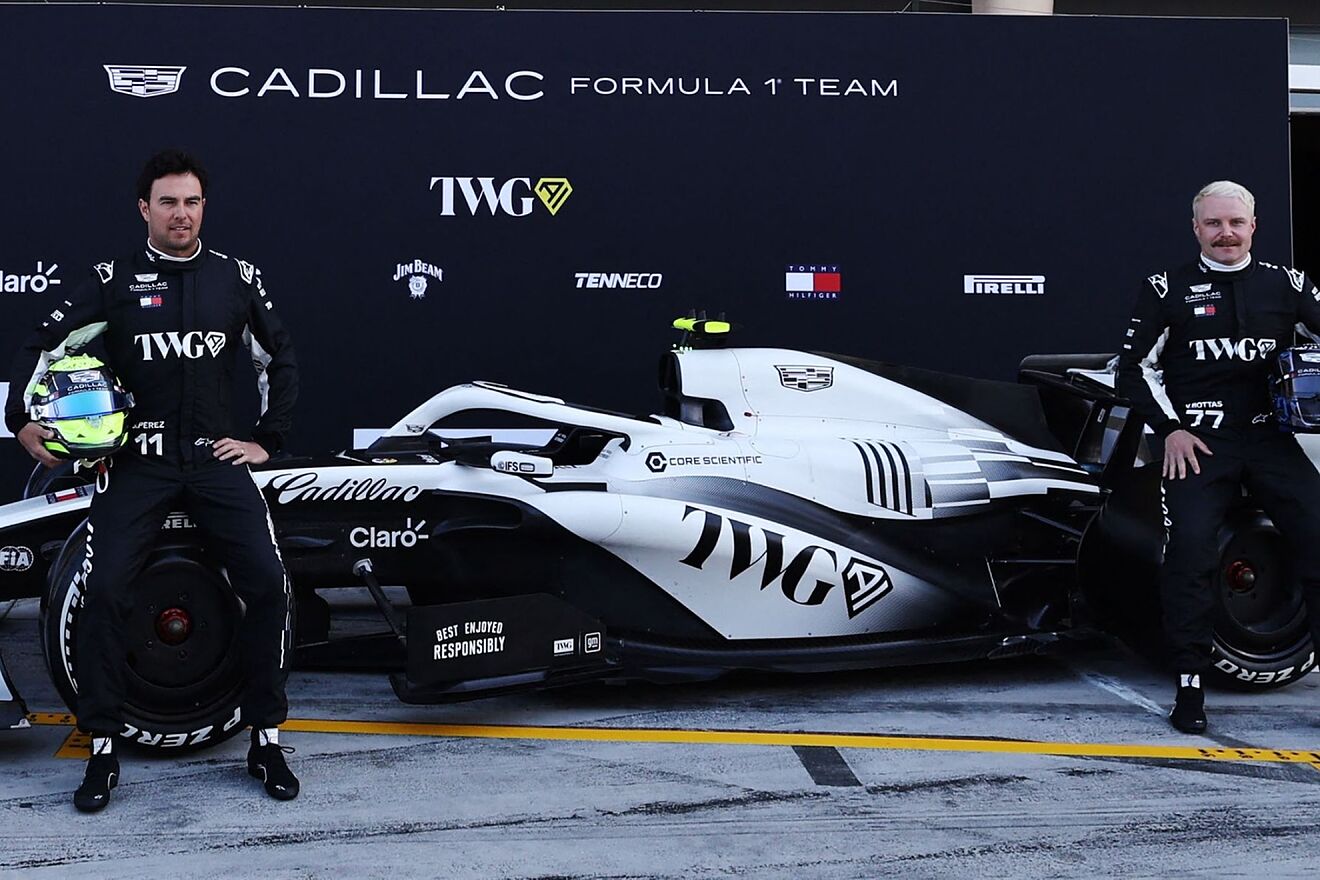 Checo y Bottas, el d�a de su presentaci�n con Cadillac