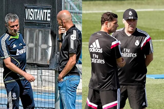Mou charla con Zidane y Ancelotti con Fernando Hierro.