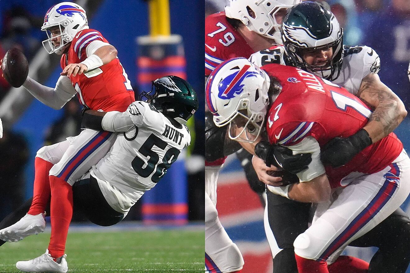 Josh Allen sufri� contra la defensiva de los Eagles.