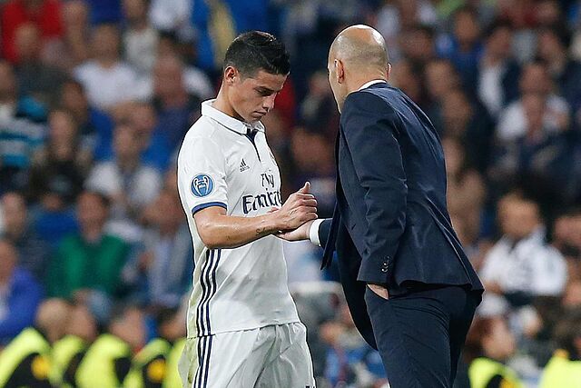 James Rodr�guez y Zinedine Zidane /