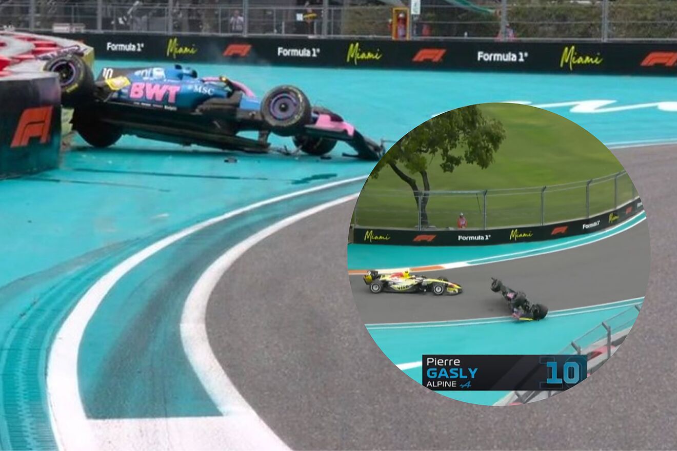 Brutal accidente Pierre Gasly por contacto de Liam Lawson en el GP...
