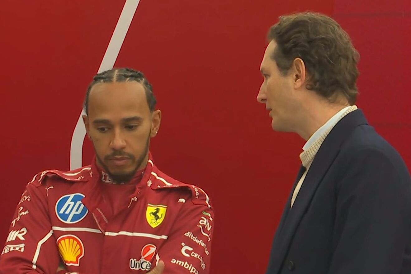 John Elkann, jefe de Ferrari, junto a Hamilton