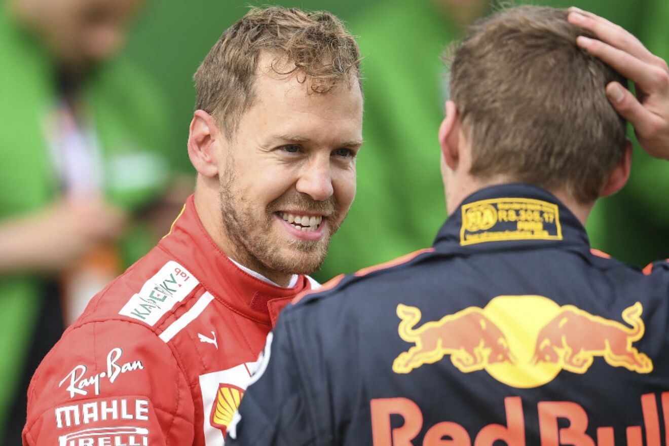 Vettel, en su etapa en Ferrari, junto a Verstappen