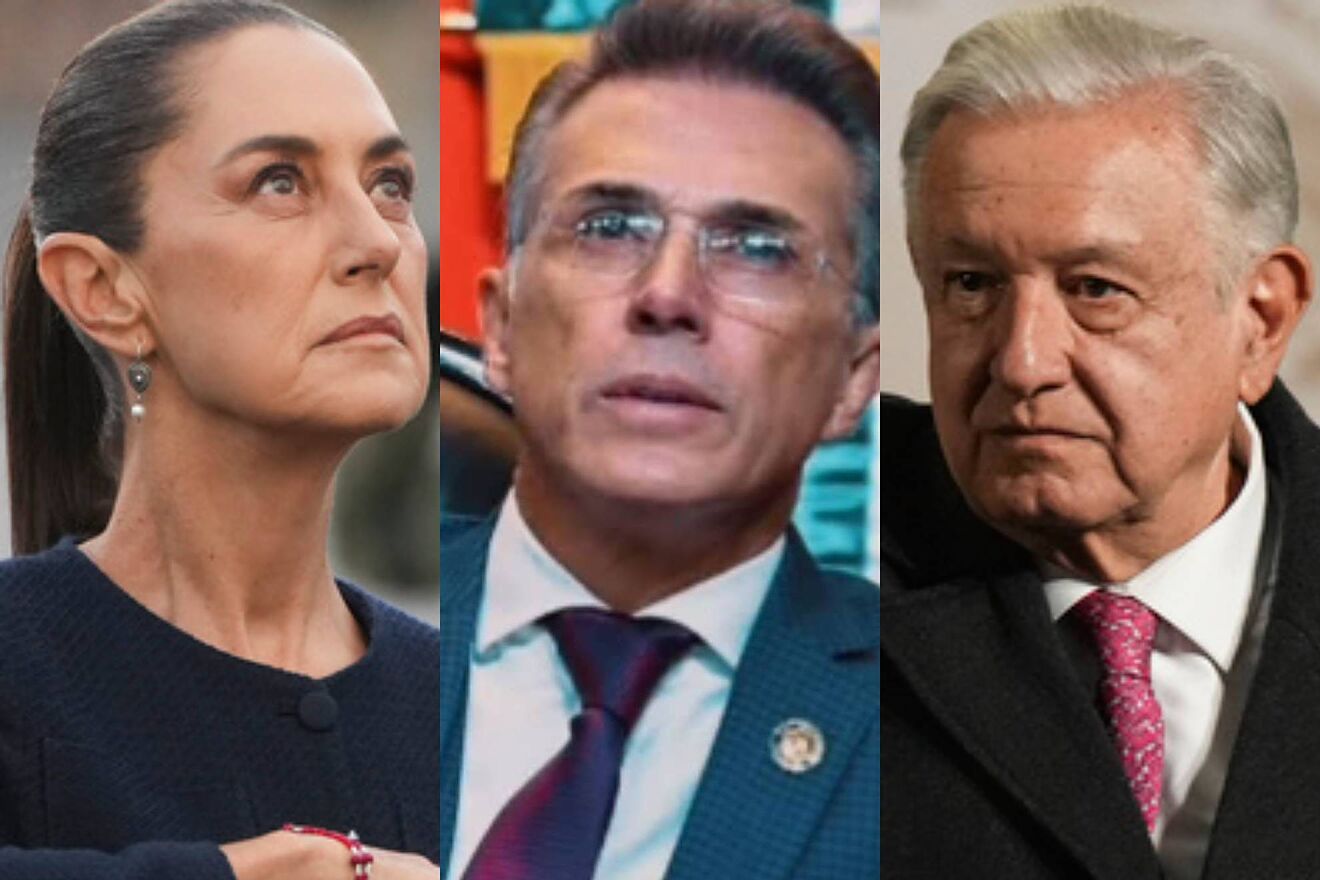 Claudia Sheinbaum, Sergio Mayer y Andrés Manuel López Obrador.