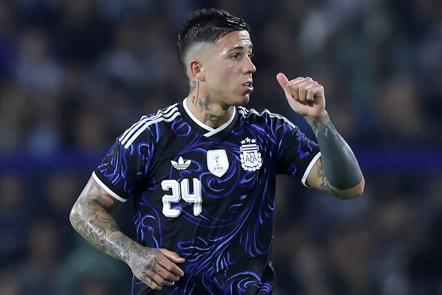 Enzo Fern�ndez, en un partido con Argentina /