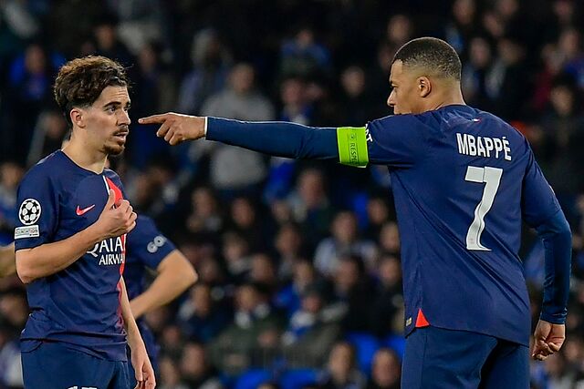 Vitinha y Mbapp� durante su etapa en el PSG.