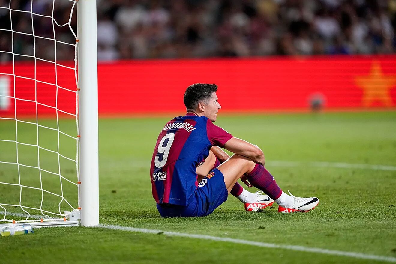 Lewandowski, en un partido con el Barcelona