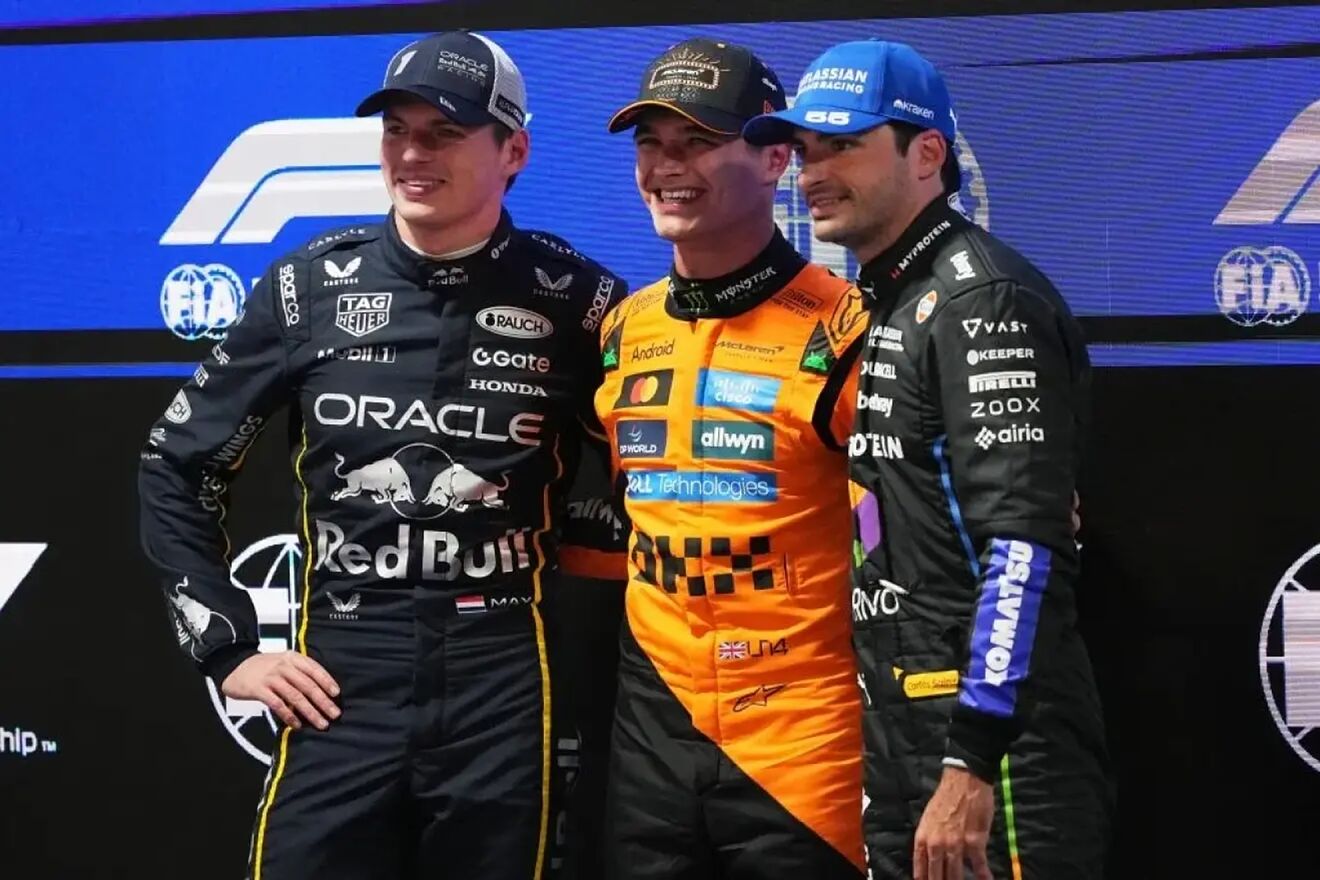 Verstappen, Norris y Carlos Sainz posan tras la clasificaci�n en Las...