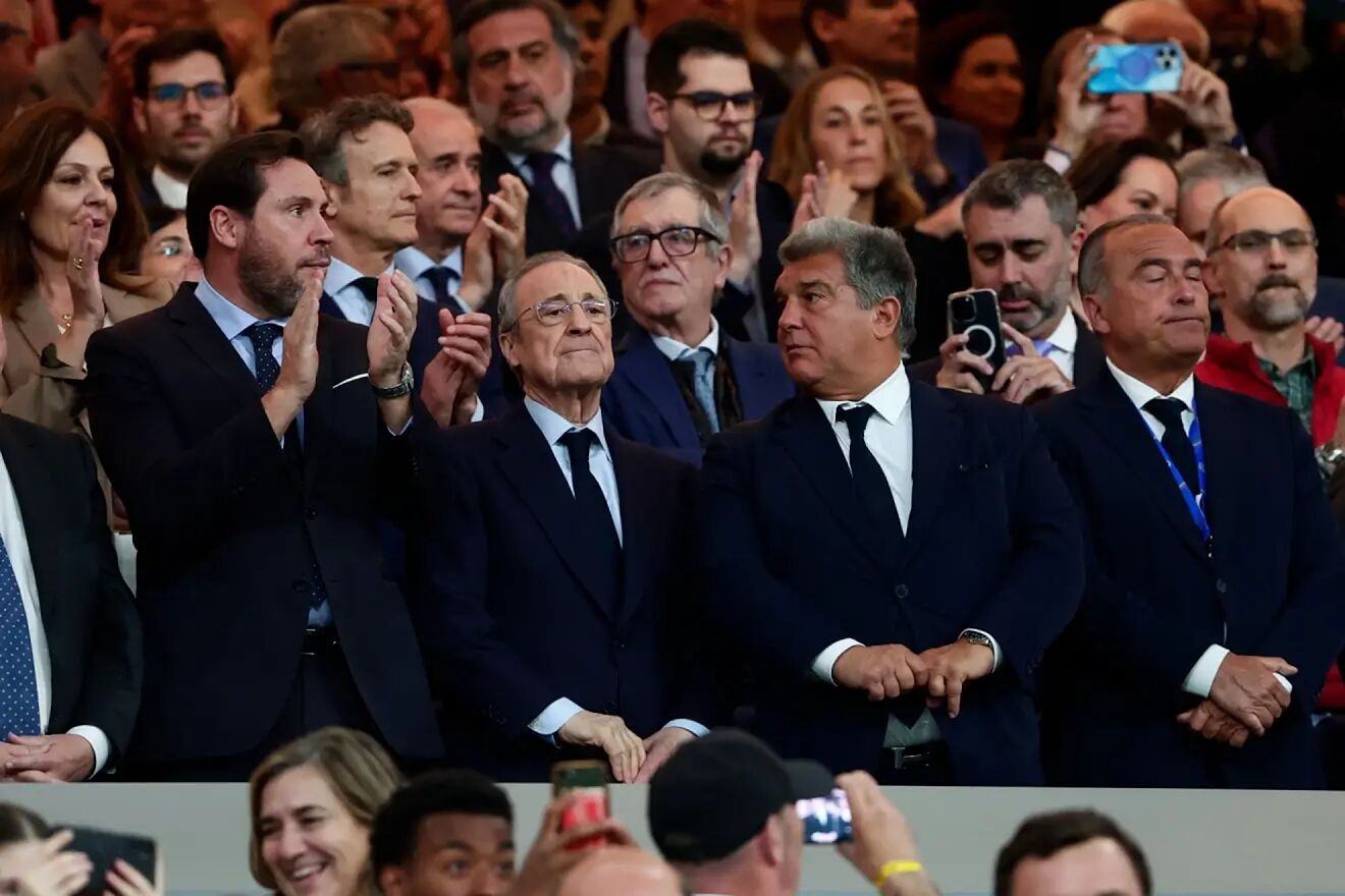 Florentino y Laporta, en el palco del Bernab�u