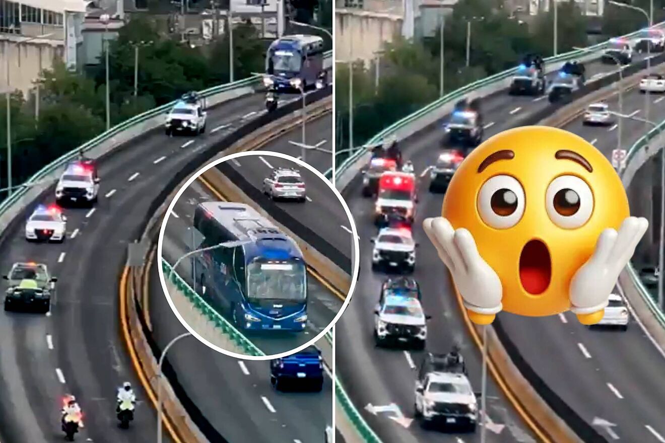 Operativo de seguridad y tr�nsito al autob�s de la Selecci�n de...