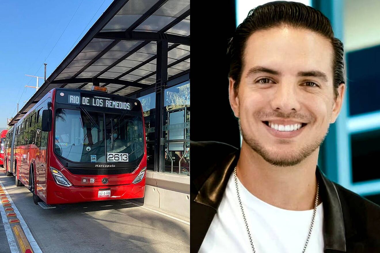 Vadhir Derbez en el Metrobus de la CDMX |