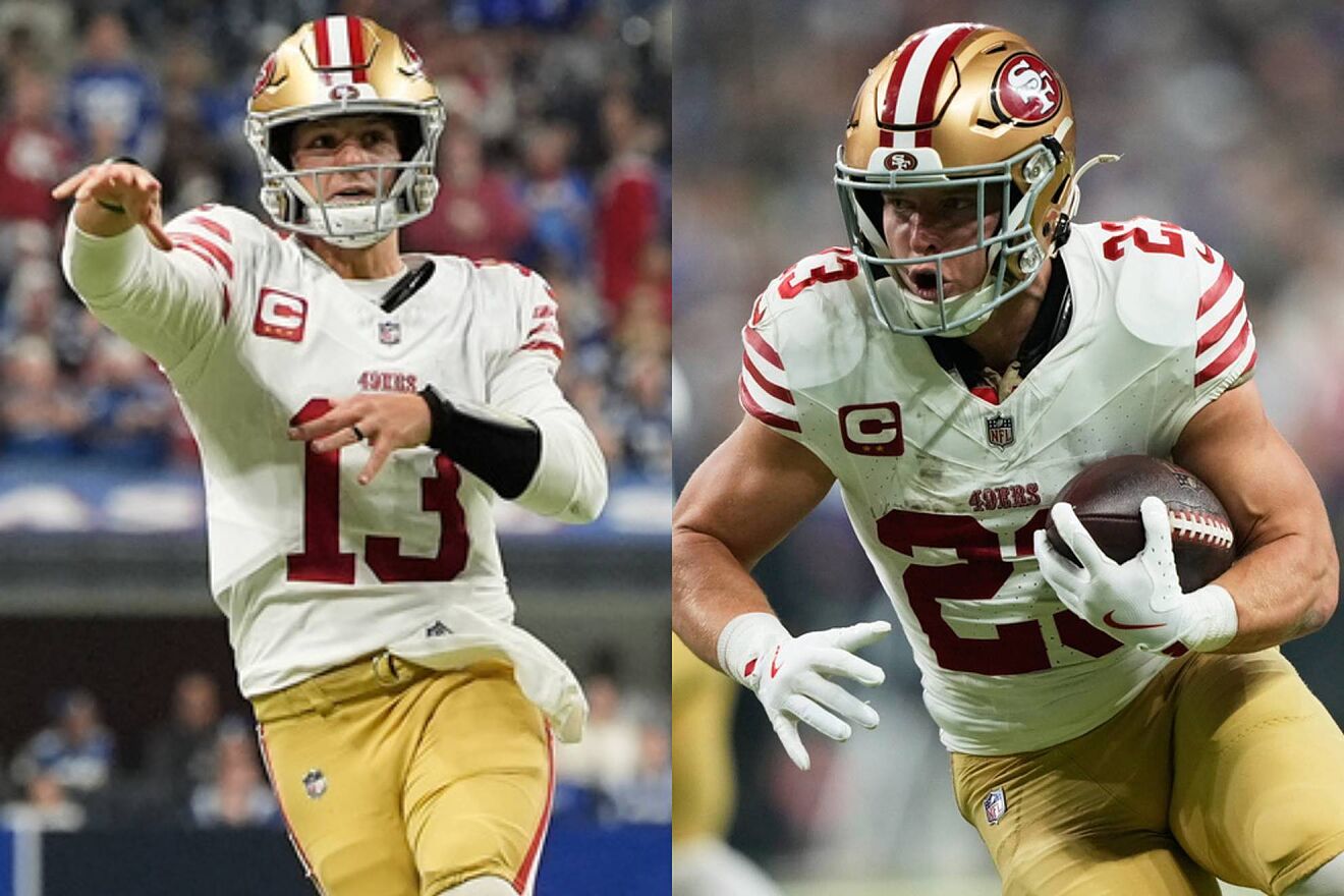 Brock Purdy y Christian McCaffrey.