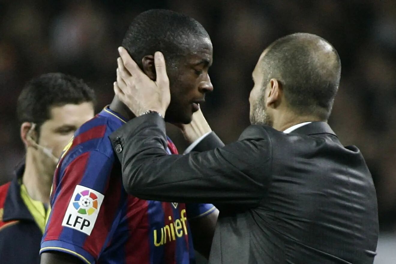 Guardiola y Yaya Tour�, durante su etapa en el Barcelona