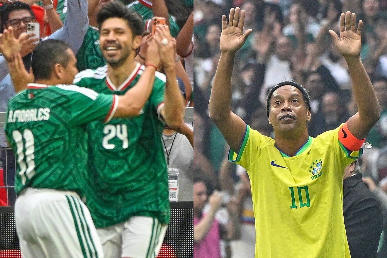 Oribe Peralta y Ronaldinho.